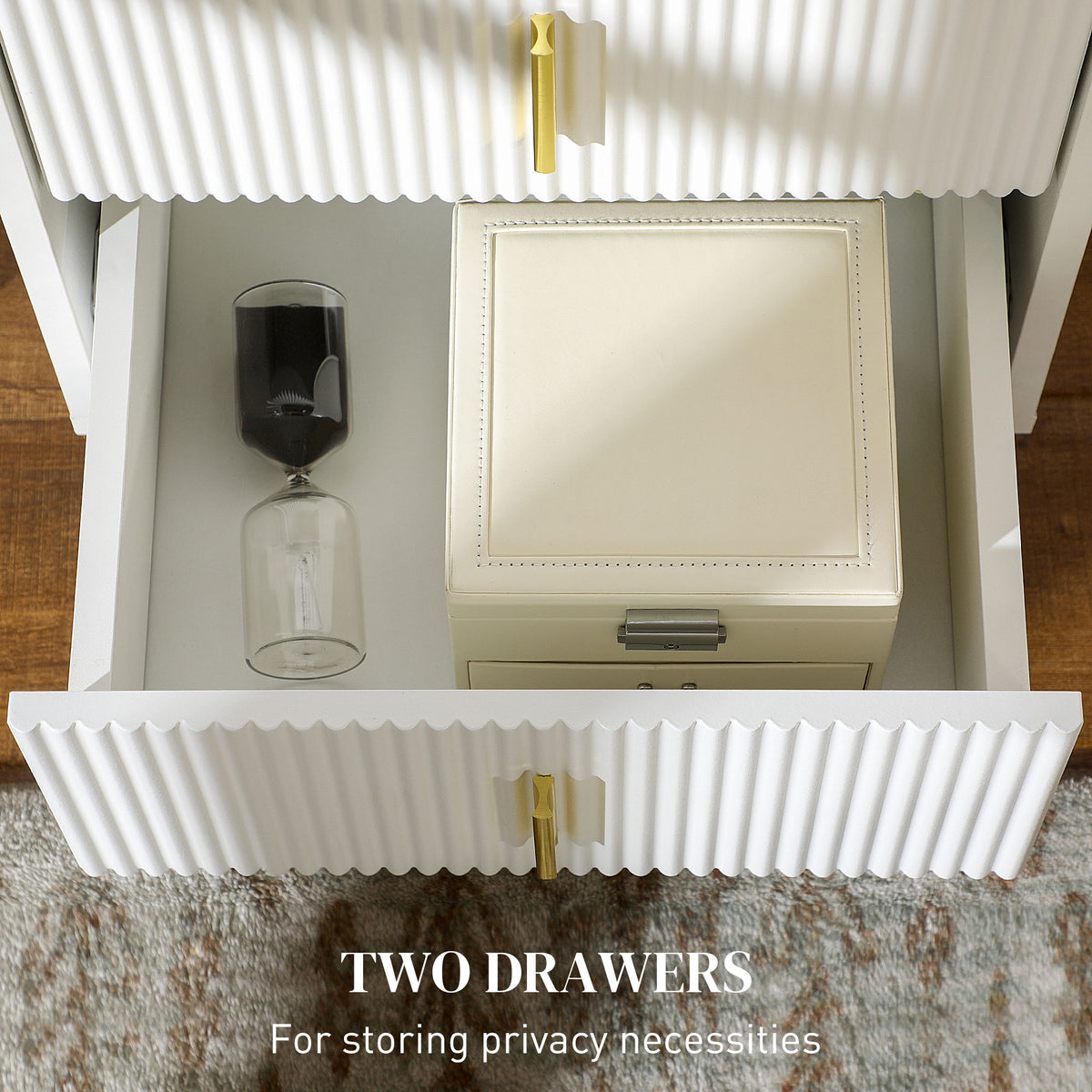 Modern Nightstand - White 2-Drawer Bedside Table 16"-Home Furnishings > Bedroom Furniture > Bedside Tables-DECOROLALA