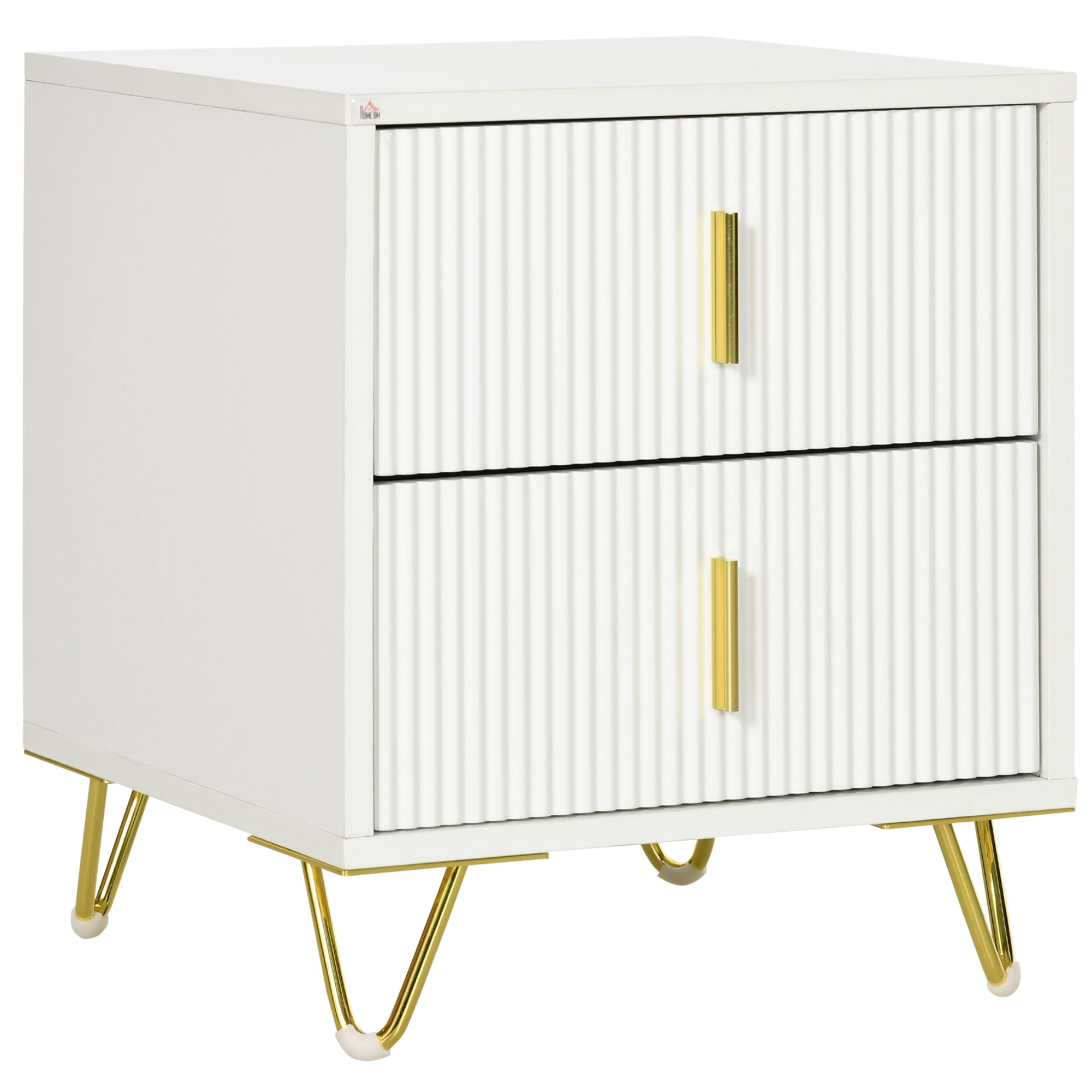 Modern Nightstand - White 2-Drawer Bedside Table 16"-Home Furnishings > Bedroom Furniture > Bedside Tables-DECOROLALA
