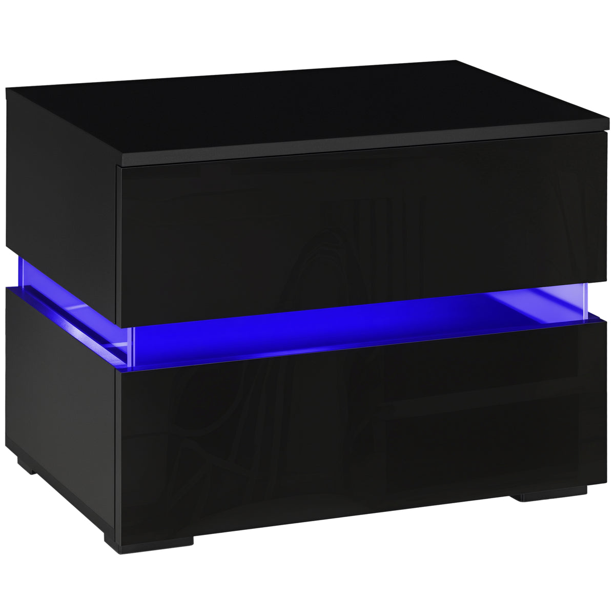 Modern Nightstand with 2 Drawers and RGB LED Lights - Black-Home Furnishings > Bedroom Furniture > Bedside Tables-DECOROLALA