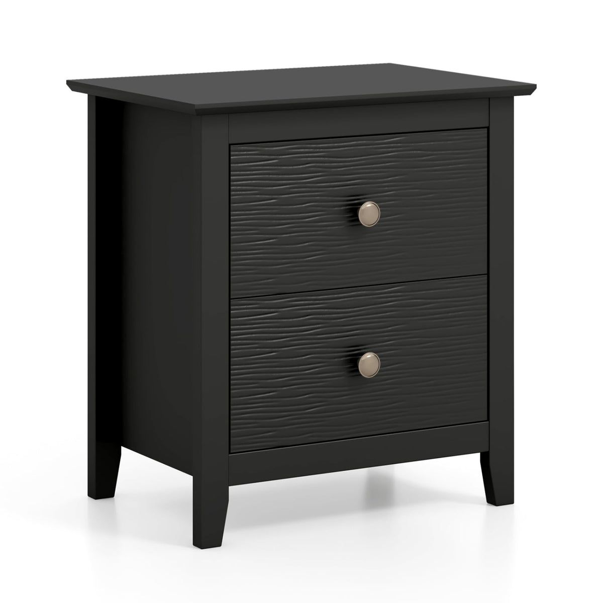 Modern Nightstand with 2 Drawers for Small Spaces-Black-Nightstands-DECOROLALA