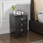 Modern Nightstand with 3 Drawers for Bedroom Living Room-Black-Nightstands-DECOROLALA