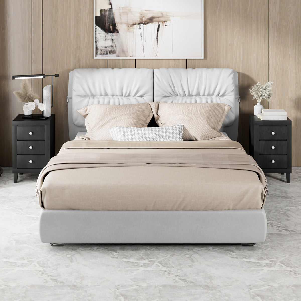 Modern Nightstand with 3 Drawers for Bedroom Living Room-Black-Nightstands-DECOROLALA