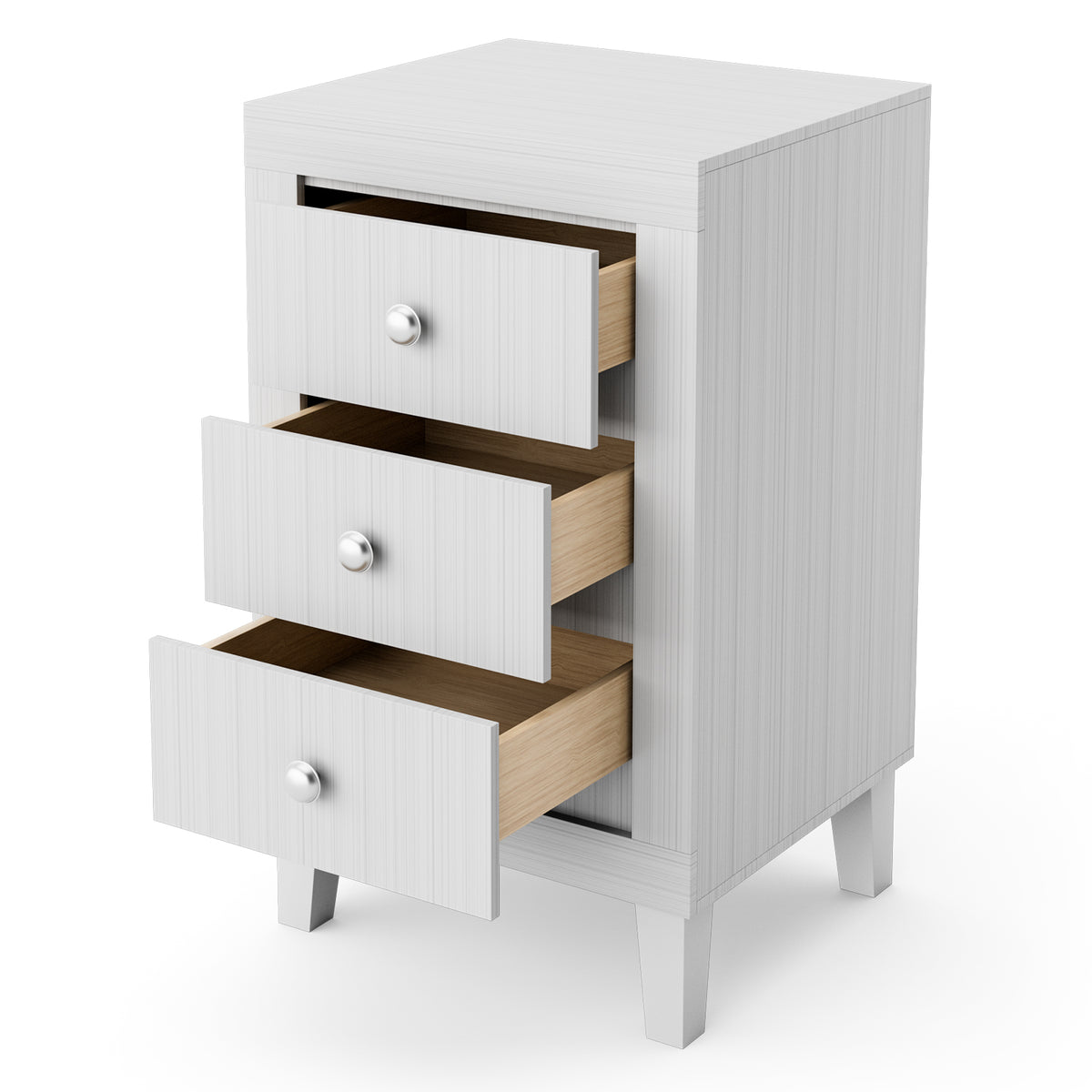 Modern Nightstand with 3 Drawers for Bedroom Living Room-White-Nightstands-DECOROLALA