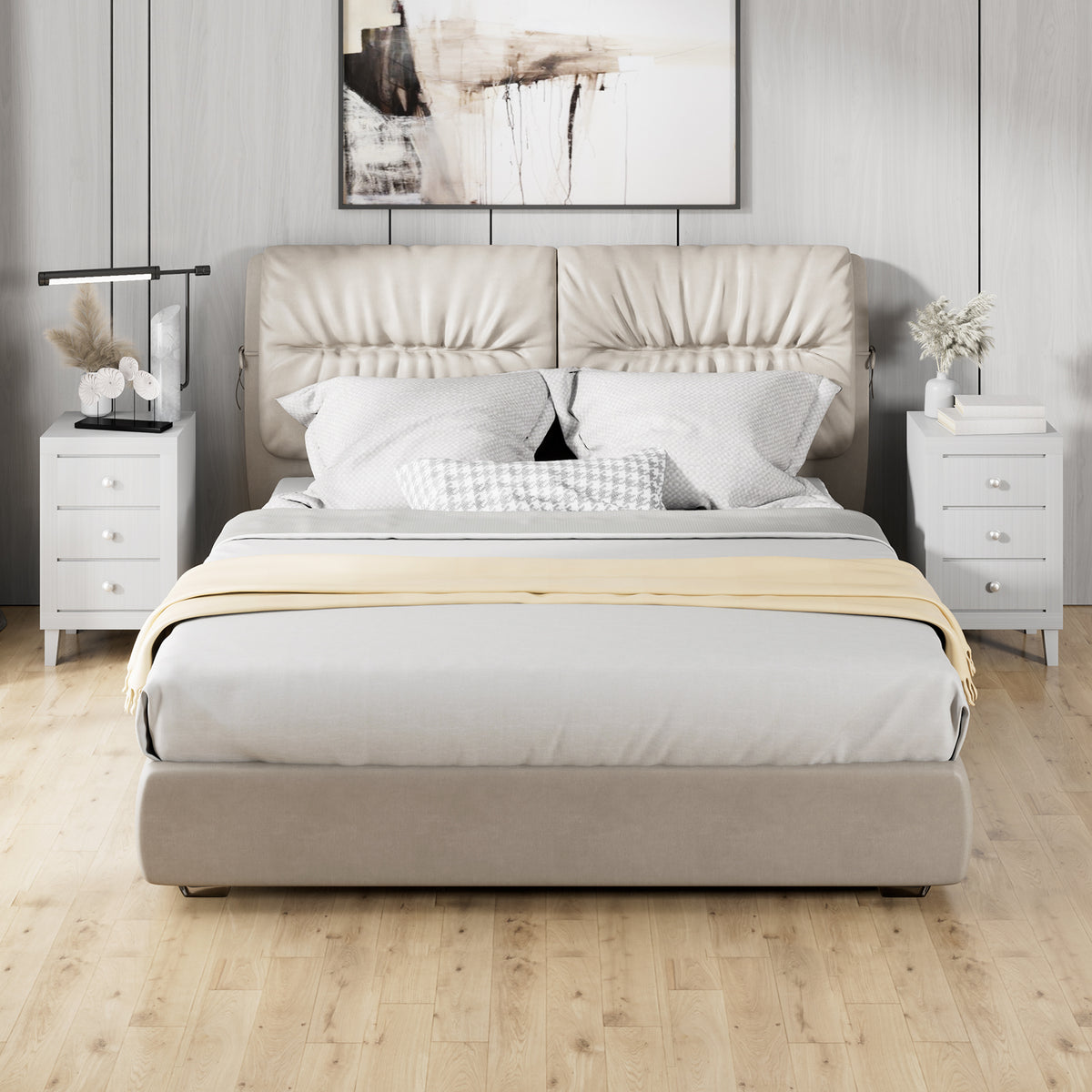 Modern Nightstand with 3 Drawers for Bedroom Living Room-White-Nightstands-DECOROLALA