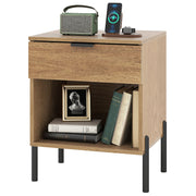 Modern Nightstand with Charging Station-Natural-Nightstands-DECOROLALA