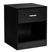 Modern Nightstand with Storage Drawer and Cabinet-Black-Nightstands-DECOROLALA