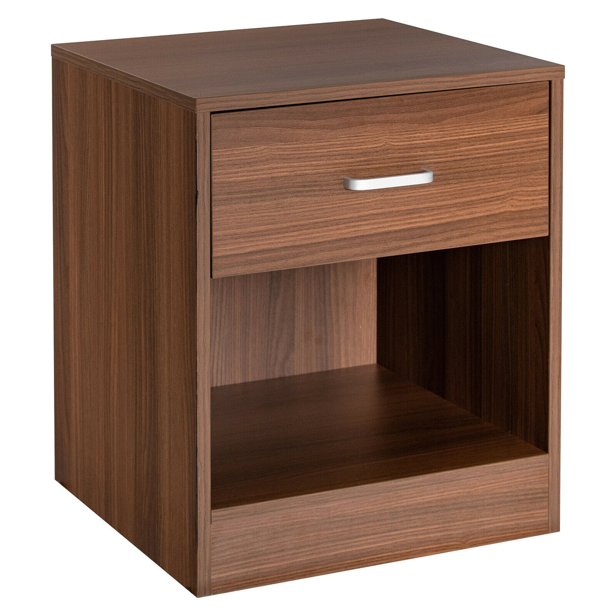 Modern Nightstand with Storage Drawer and Cabinet-Brown-Nightstands-DECOROLALA