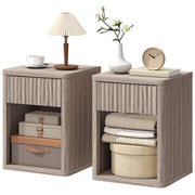 Modern Nightstands Set of 2 - Grey Fluted Bedside Tables-Home Furnishings > Bedroom Furniture > Bedside Tables-DECOROLALA