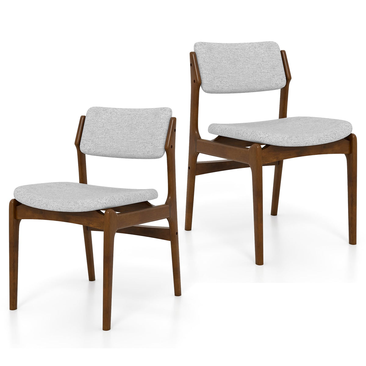 Modern Padded Dining Chairs with Rubber Wood Legs Set of 2-Brown-Dining Chairs-DECOROLALA