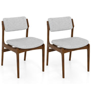 Modern Padded Dining Chairs with Rubber Wood Legs Set of 2-Brown-Dining Chairs-DECOROLALA