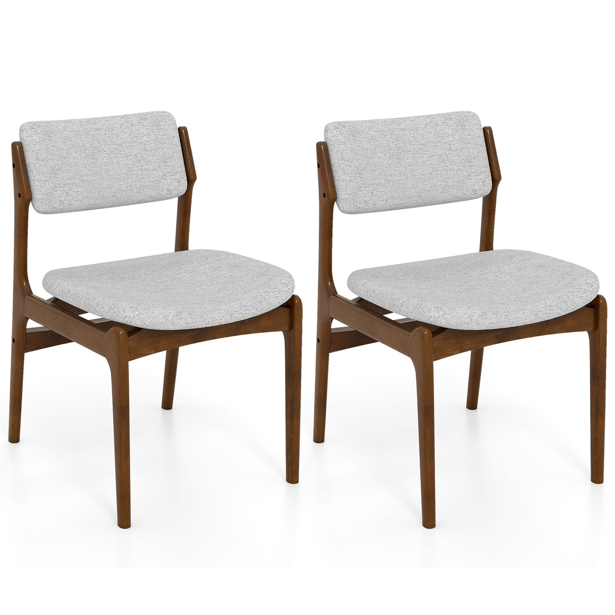 Modern Padded Dining Chairs with Rubber Wood Legs Set of 2-Brown-Dining Chairs-DECOROLALA