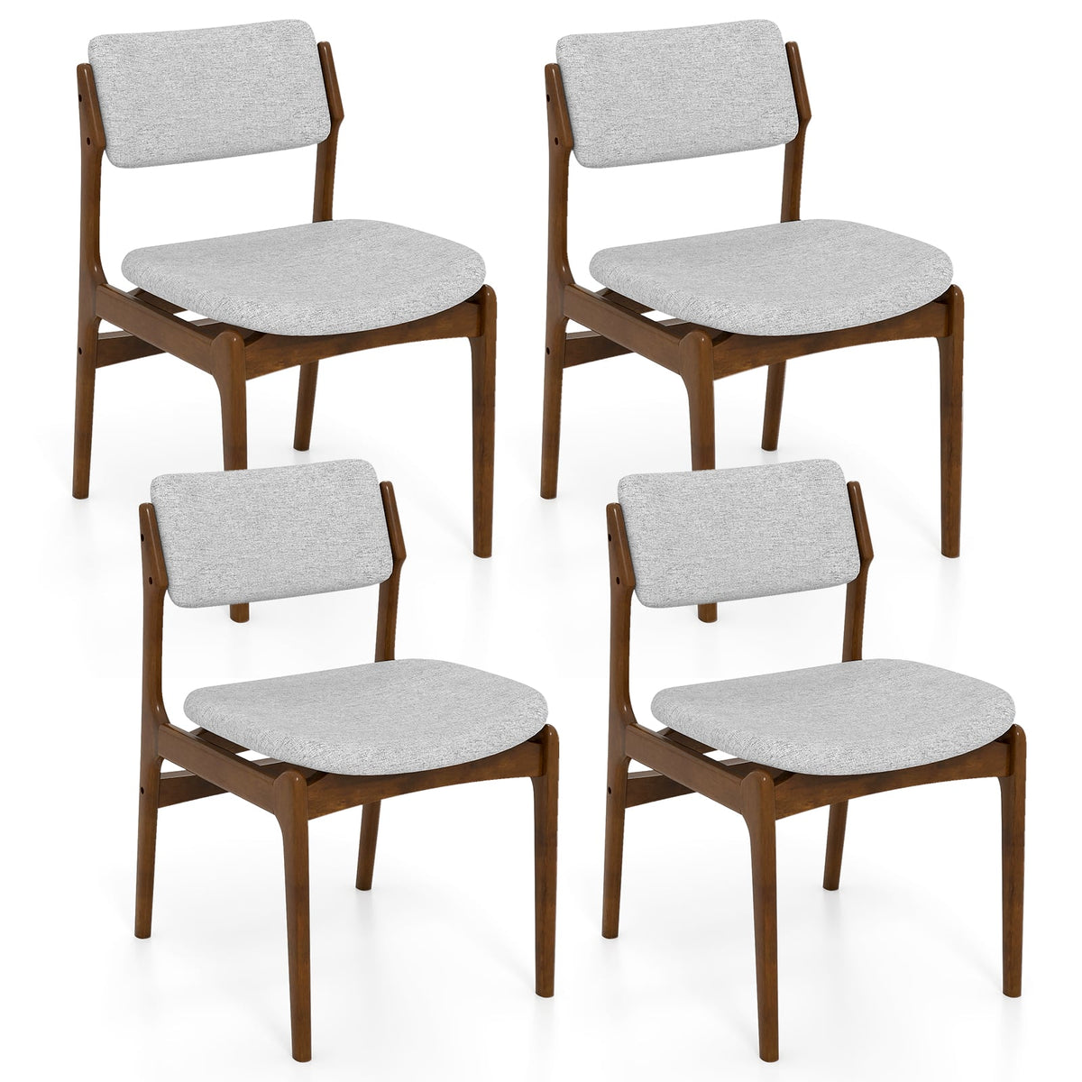 Modern Padded Dining Chairs with Rubber Wood Legs Set of 4-Brown-Dining Chairs-DECOROLALA