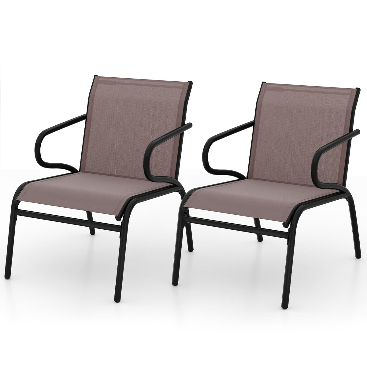 Modern Patio Chairs Set of 2 with Breathable Fabric for Porch-Coffee-Patio Dining Chairs-DECOROLALA