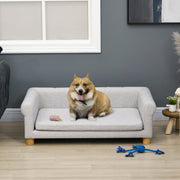 Modern Pet Sofa Bed - Light Grey Faux Linen with Cushion-Dogs-DECOROLALA