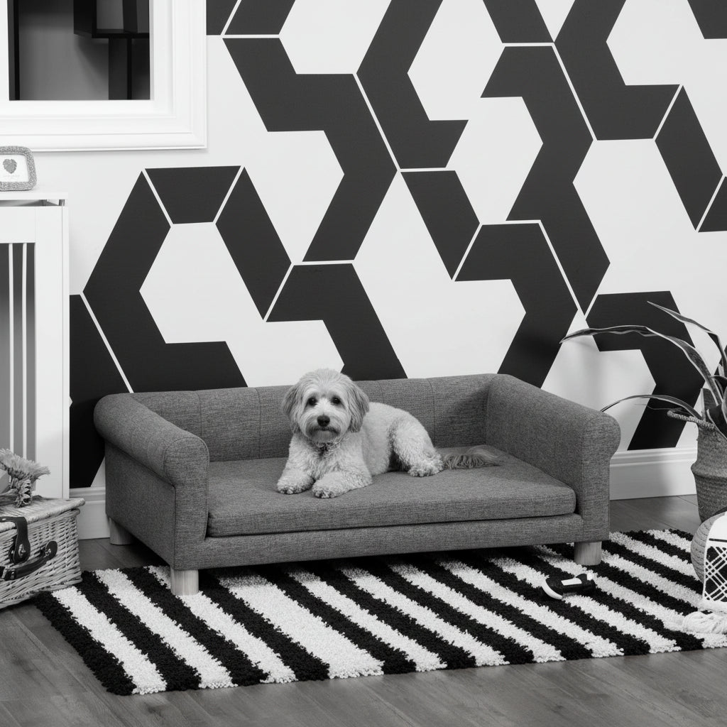 Modern Pet Sofa Bed with Removable Cushion - Dark Grey-Dogs-DECOROLALA