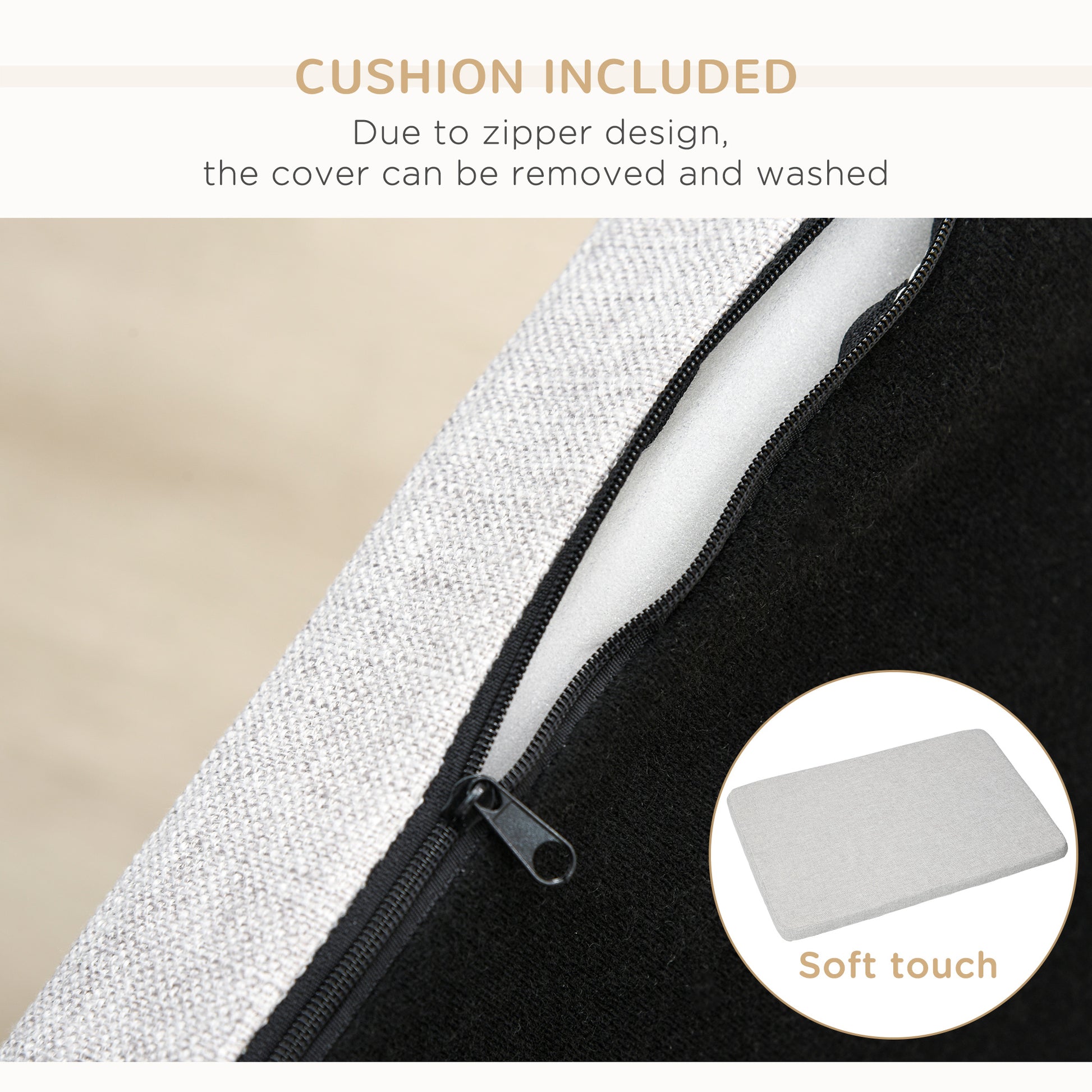 Modern Pet Sofa Dog Bed - Light Grey Faux Linen 42"-DECOROLALA