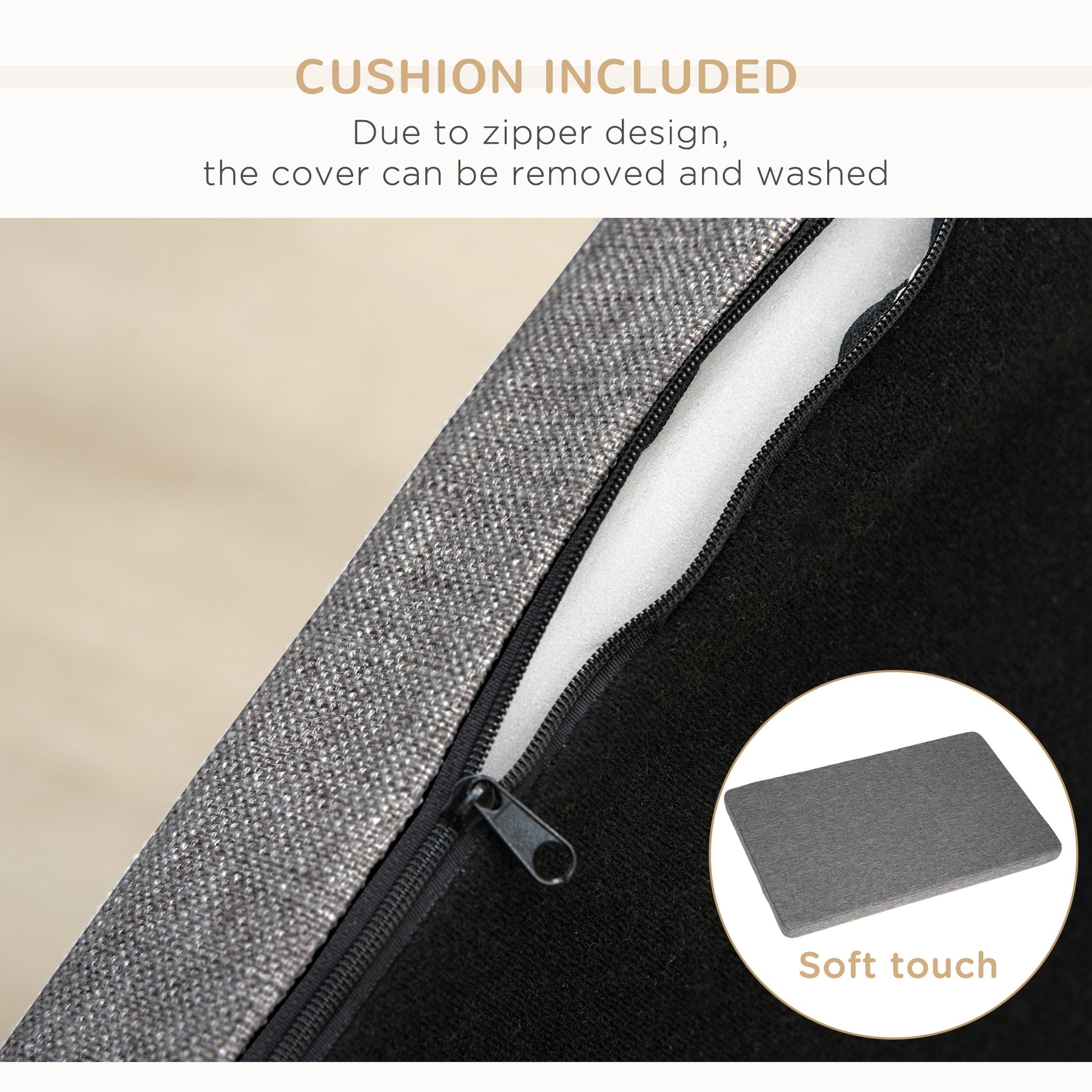 Modern Pet Sofa Dog Bed with Removable Cushion - Dark Grey-DECOROLALA