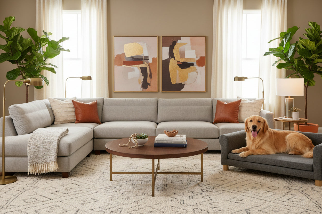 Modern Pet Sofa Dog Bed with Removable Cushion - Dark Grey-DECOROLALA