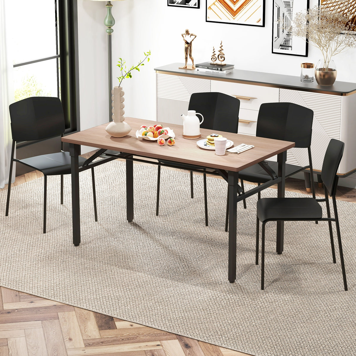 Modern Plastic Dining Chair Set of 2 with Metal Legs and Curved Back-Black-Dining Chairs-DECOROLALA