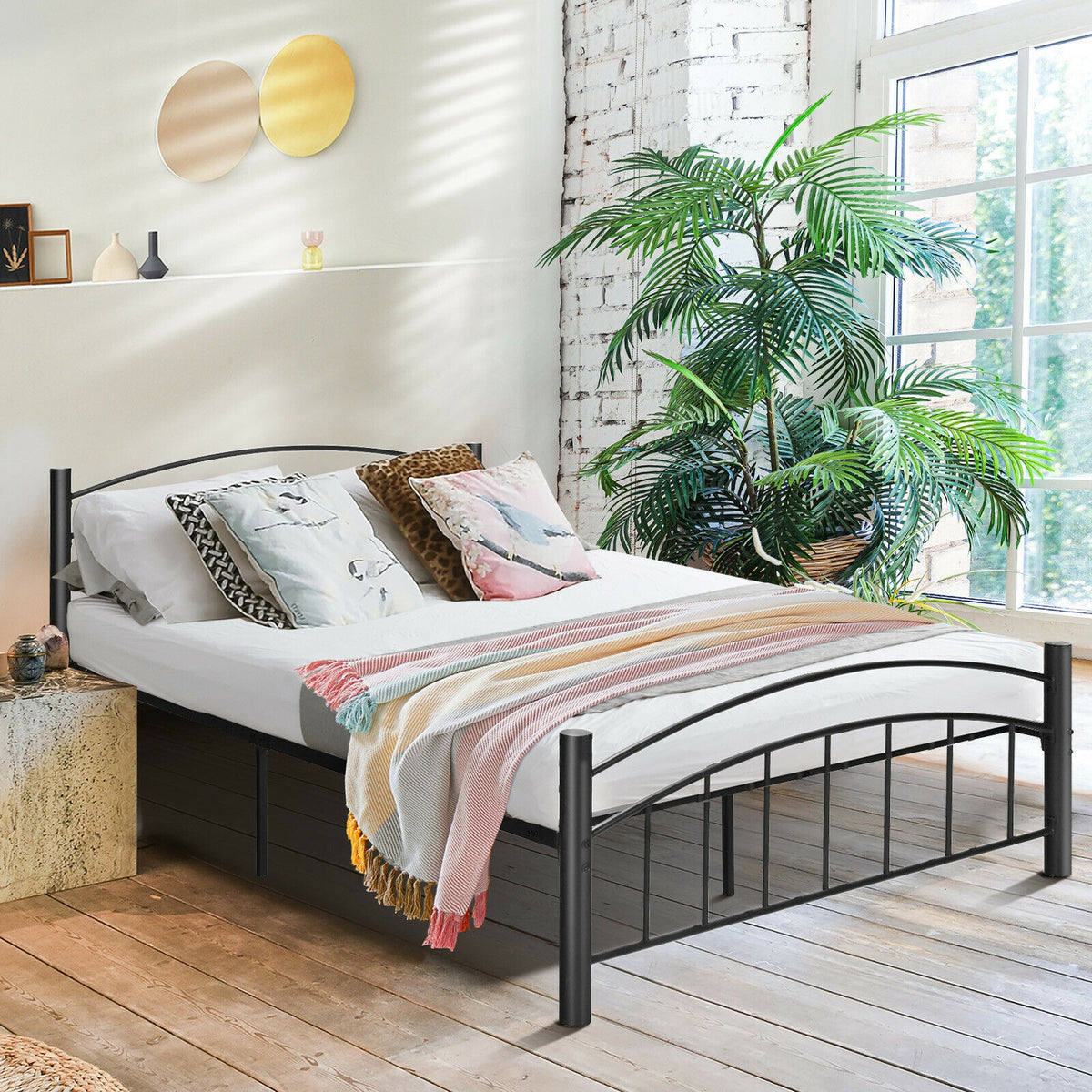 Modern Platform Bed with Headboard and Footboard-Full Size-Simple Bed Frame-DECOROLALA