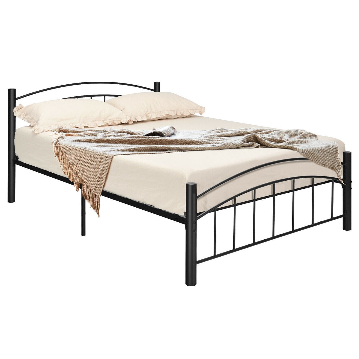 Modern Platform Bed with Headboard and Footboard-Full Size-Simple Bed Frame-DECOROLALA