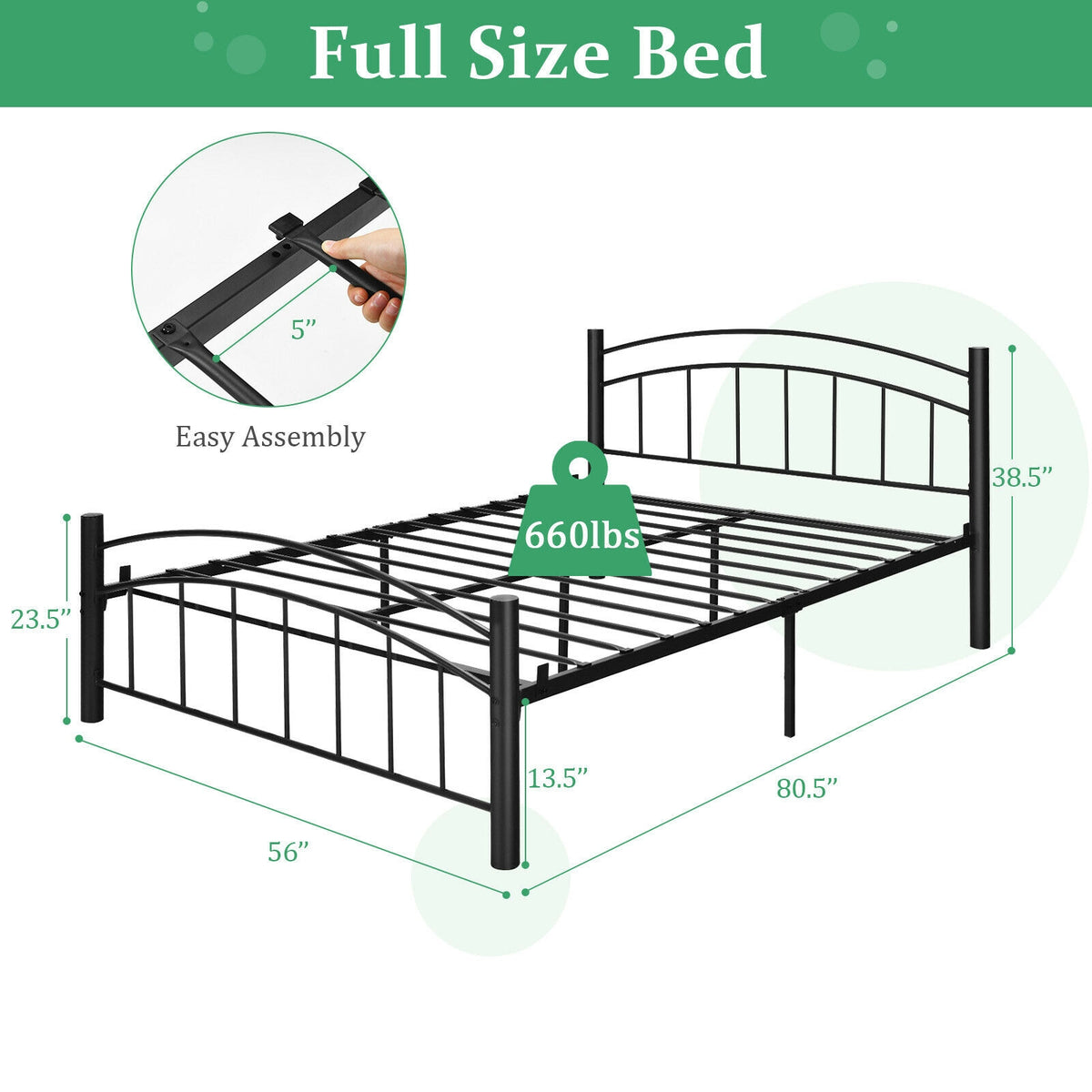 Modern Platform Bed with Headboard and Footboard-Full Size-Simple Bed Frame-DECOROLALA