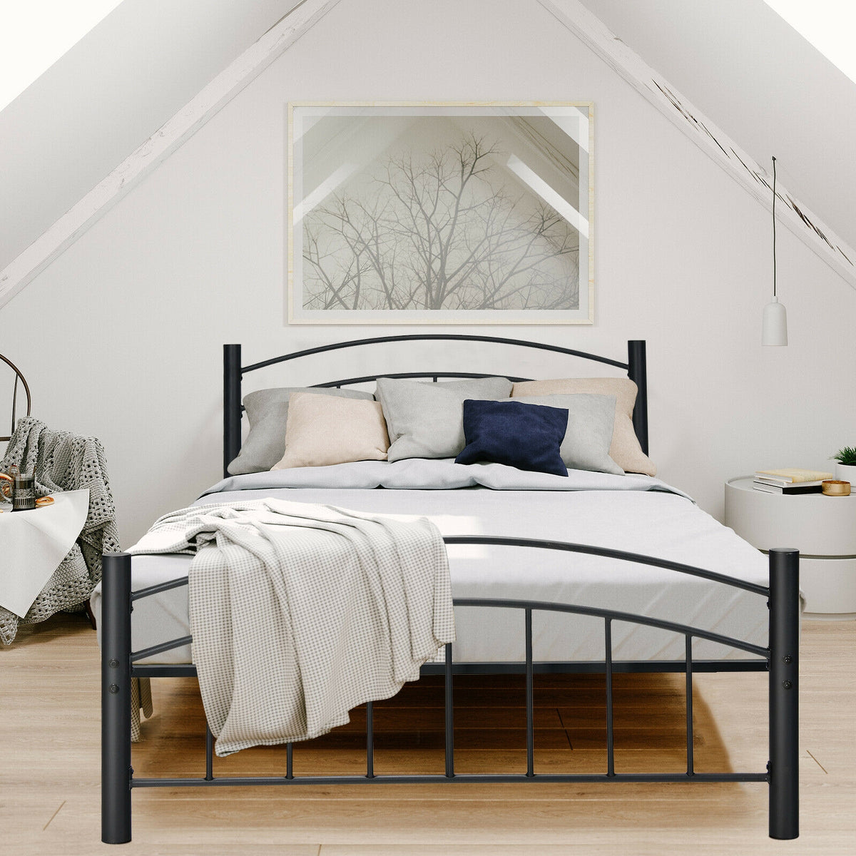 Modern Platform Bed with Headboard and Footboard-Full Size-Simple Bed Frame-DECOROLALA