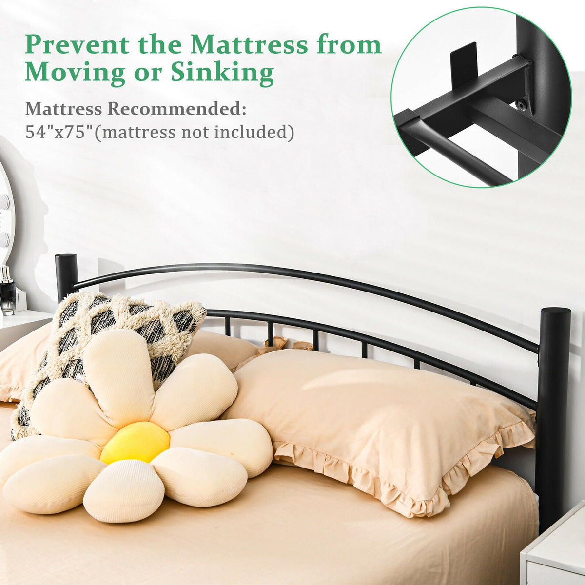 Modern Platform Bed with Headboard and Footboard-Full Size-Simple Bed Frame-DECOROLALA