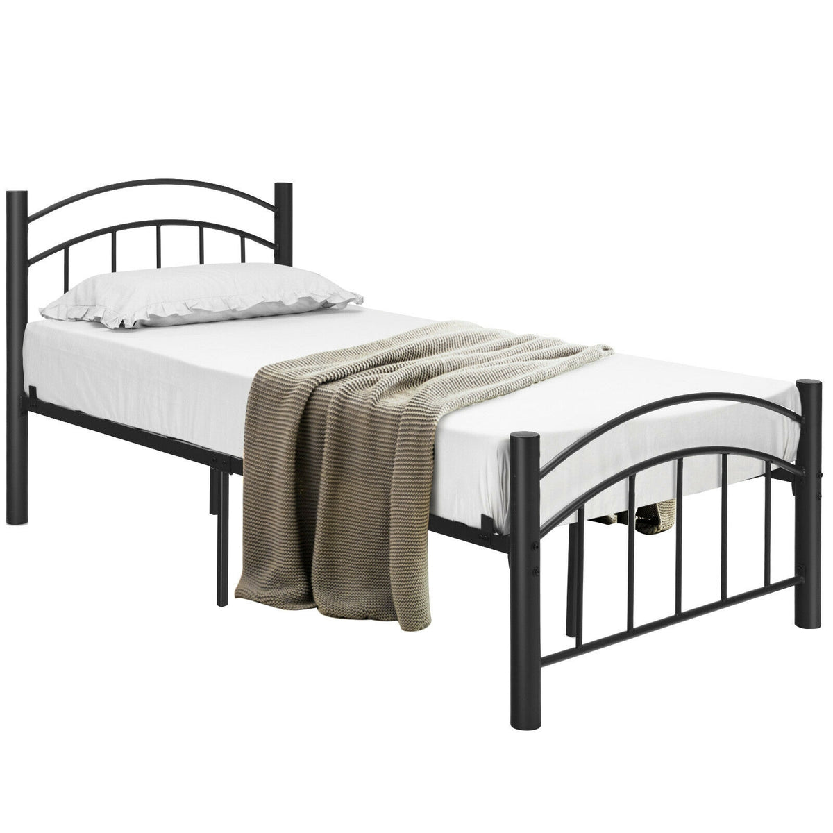 Modern Platform Bed with Headboard and Footboard-Twin size-Simple Bed Frame-DECOROLALA