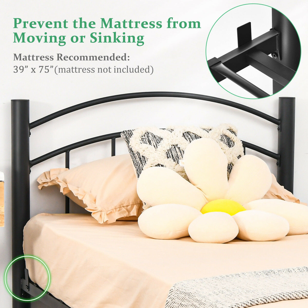 Modern Platform Bed with Headboard and Footboard-Twin size-Simple Bed Frame-DECOROLALA