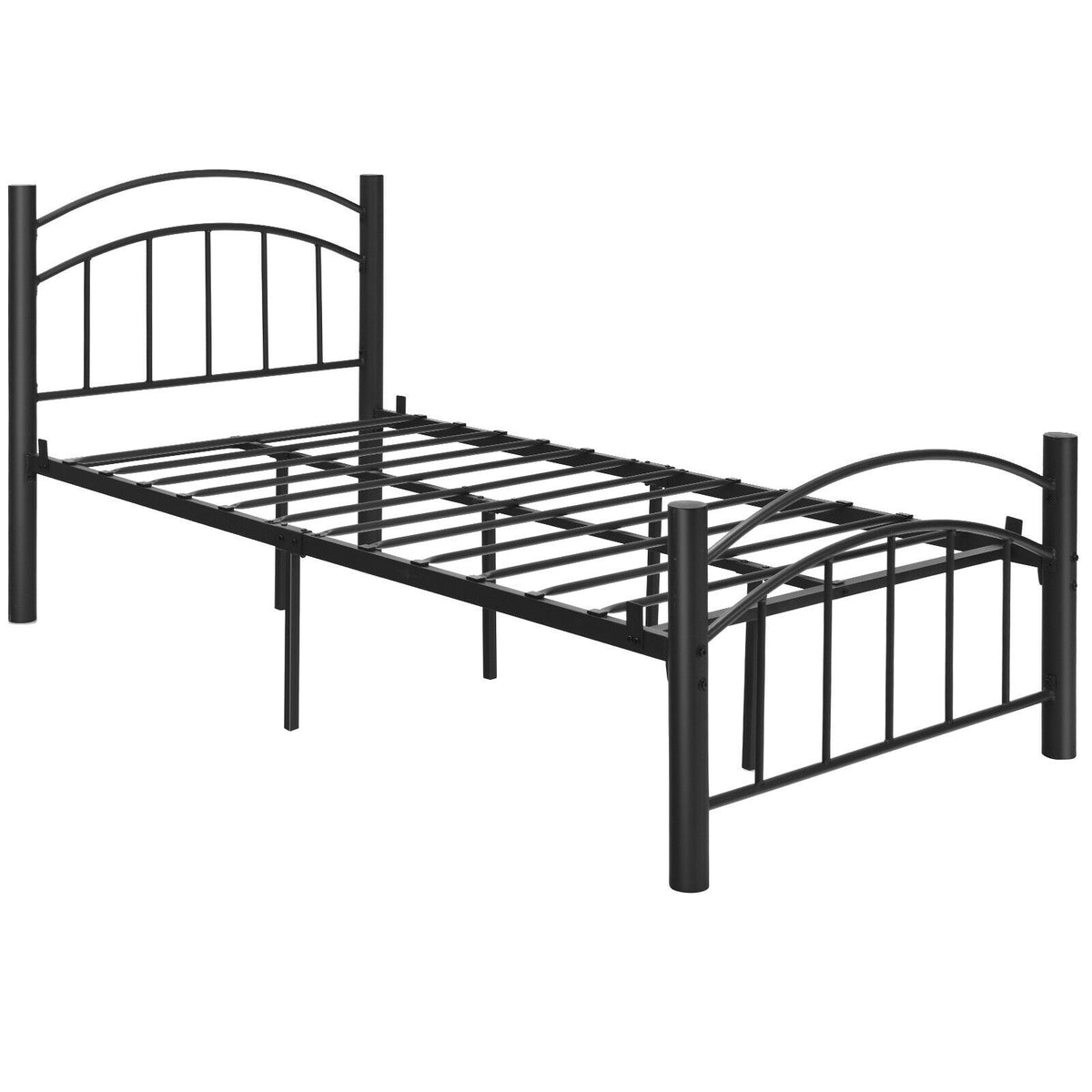 Modern Platform Bed with Headboard and Footboard-Twin size-Simple Bed Frame-DECOROLALA