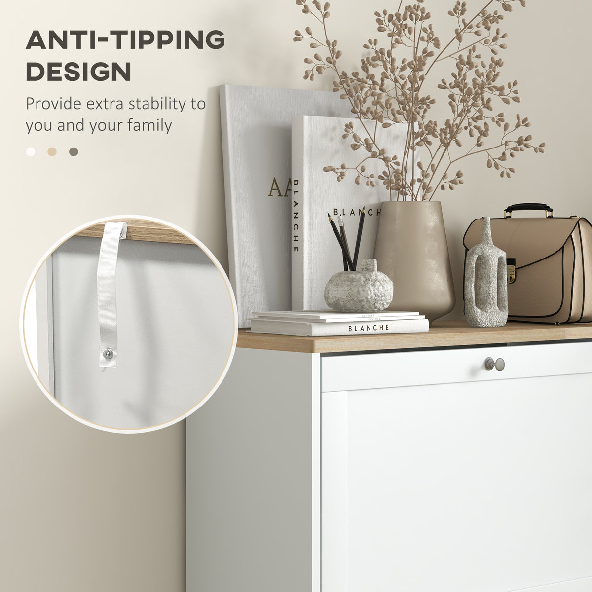 Modern Shoe Cabinet - 3 Flip Drawers White 12-18 Pairs-Home Furnishings > Storage & Organization > Shoe Storage Cabinets & Racks-DECOROLALA