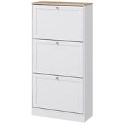 Modern Shoe Cabinet - 3 Flip Drawers White 12-18 Pairs-Home Furnishings > Storage & Organization > Shoe Storage Cabinets & Racks-DECOROLALA