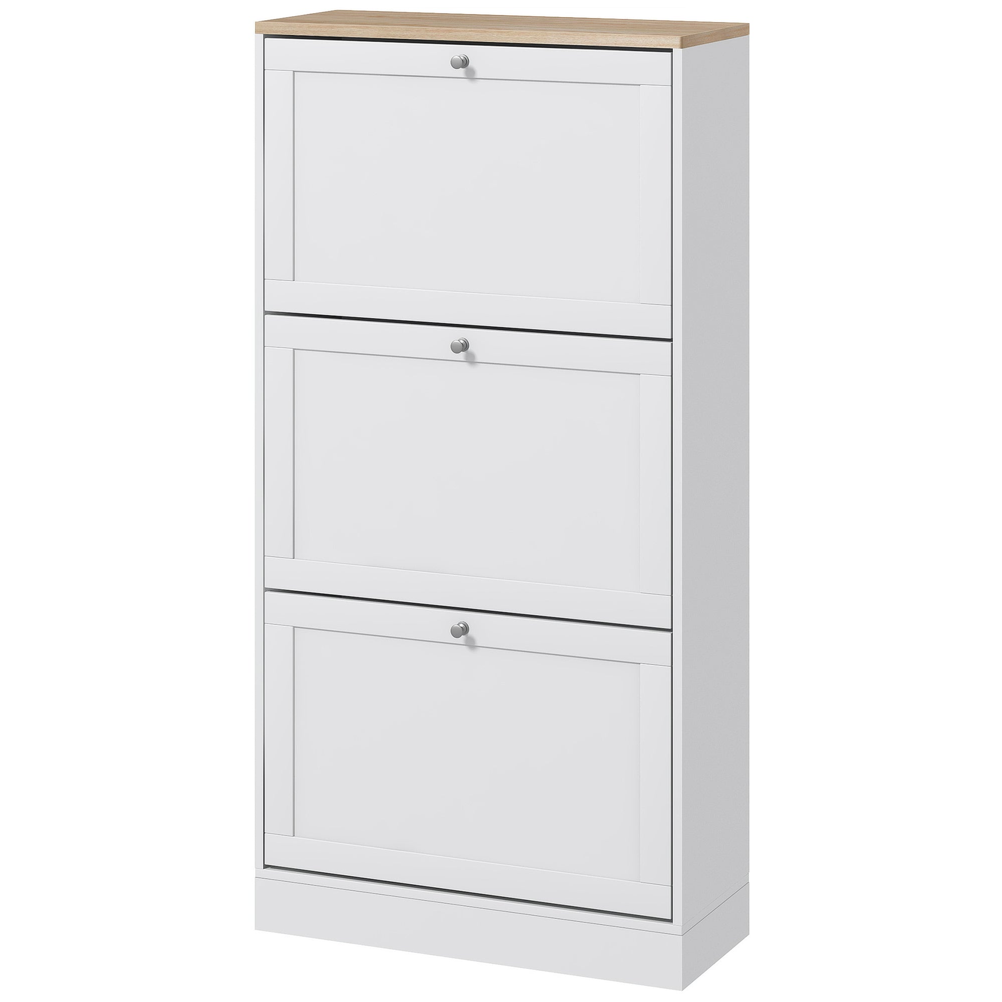 Modern Shoe Cabinet - 3 Flip Drawers White 12-18 Pairs-Home Furnishings > Storage & Organization > Shoe Storage Cabinets & Racks-DECOROLALA