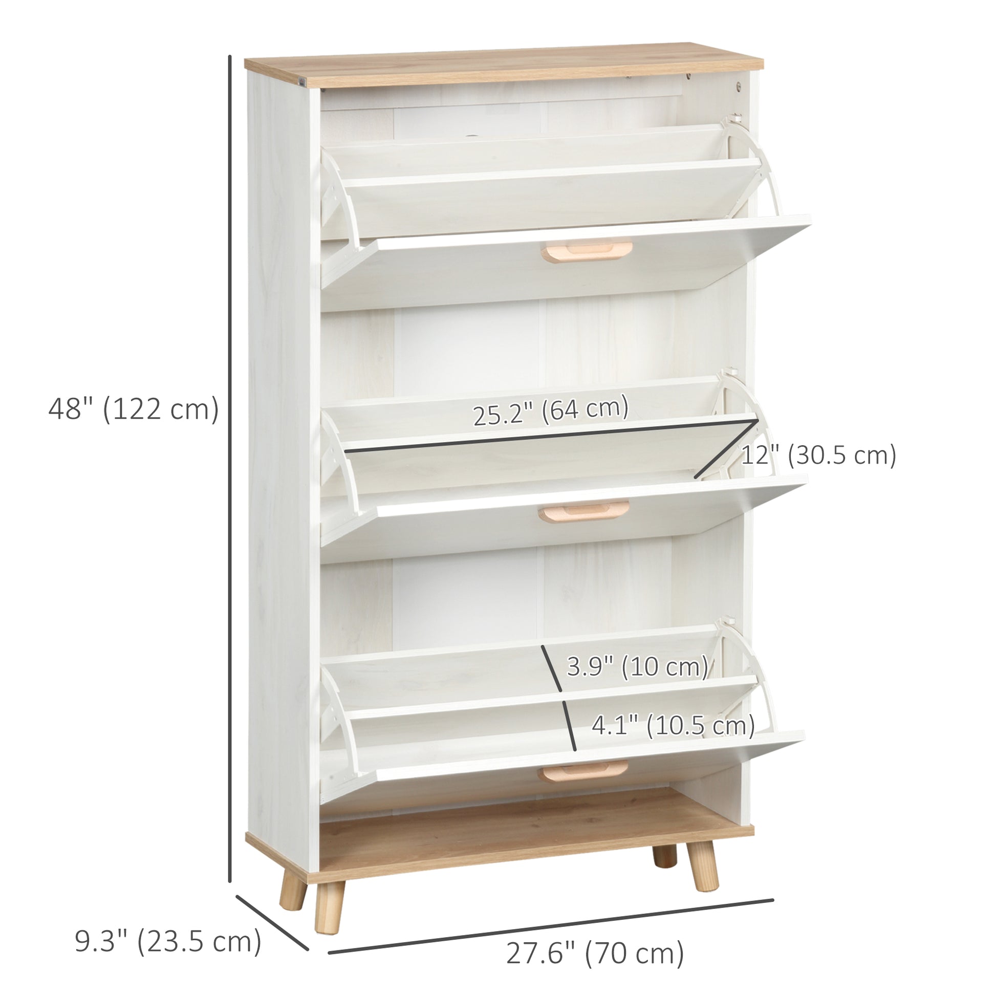 Modern Shoe Cabinet with 3 Flip Drawers and Adjustable Shelf, 12 Pair Shoe Storage Cabinet for Hallway, Entryway, White-Home Furnishings > Storage & Organization > Shoe Storage Cabinets & Racks-DECOROLALA