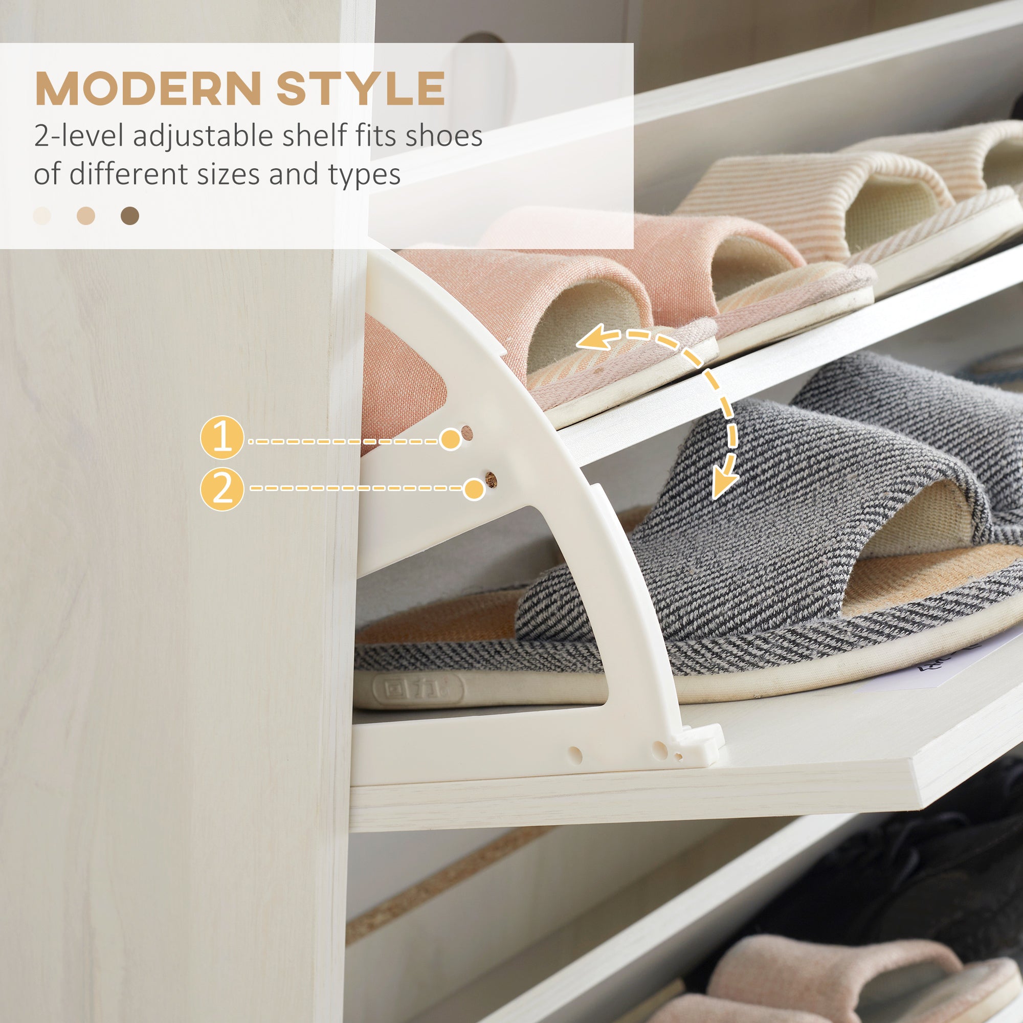 Modern Shoe Cabinet with 3 Flip Drawers and Adjustable Shelf, 12 Pair Shoe Storage Cabinet for Hallway, Entryway, White-Home Furnishings > Storage & Organization > Shoe Storage Cabinets & Racks-DECOROLALA
