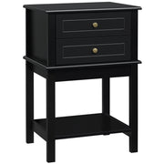 Modern Side Table - Black End Table with 2 Drawers-Home Furnishings > Living Room Furniture > Side¬†Tables-DECOROLALA