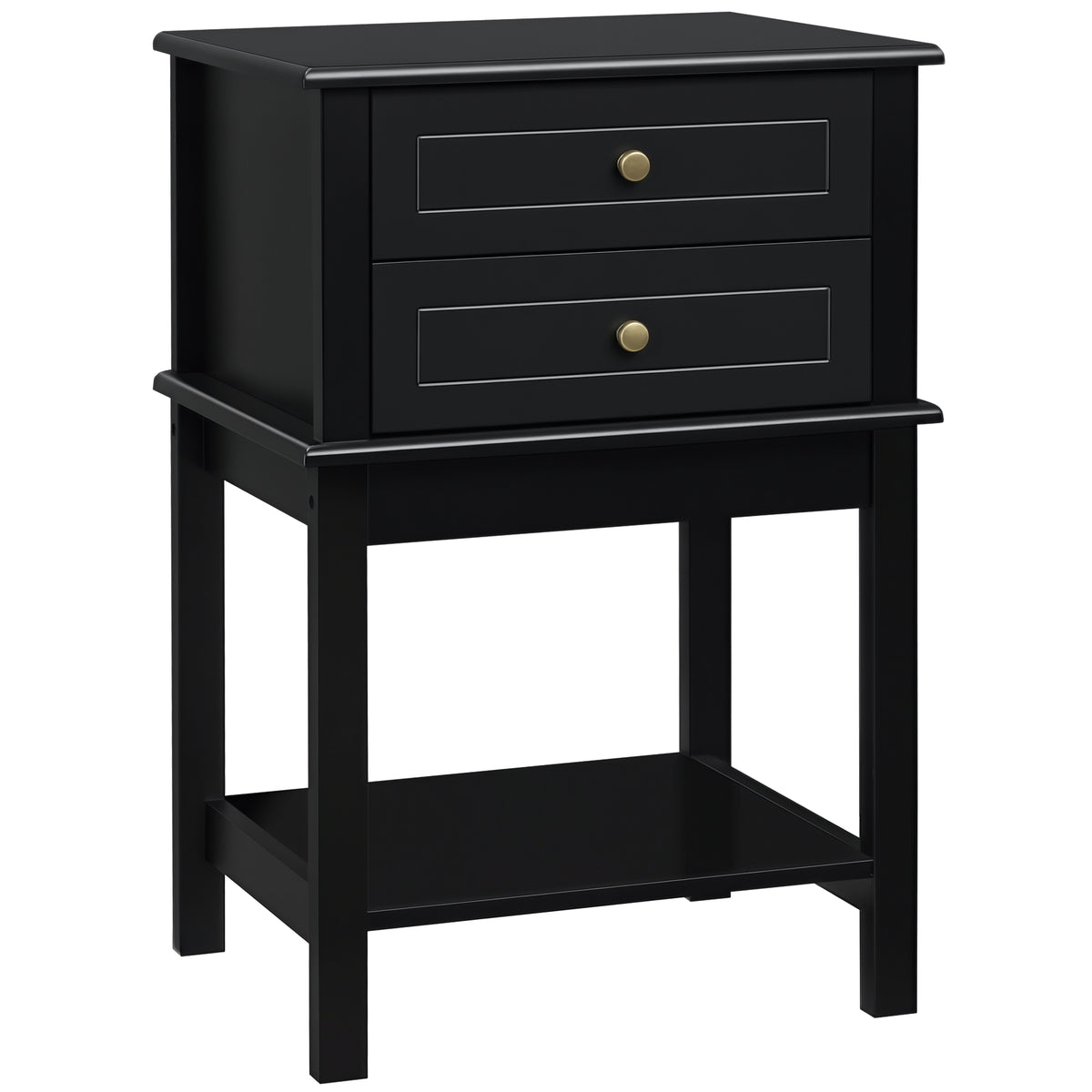 Modern Side Table - Black End Table with 2 Drawers-Home Furnishings > Living Room Furniture > Side¬†Tables-DECOROLALA
