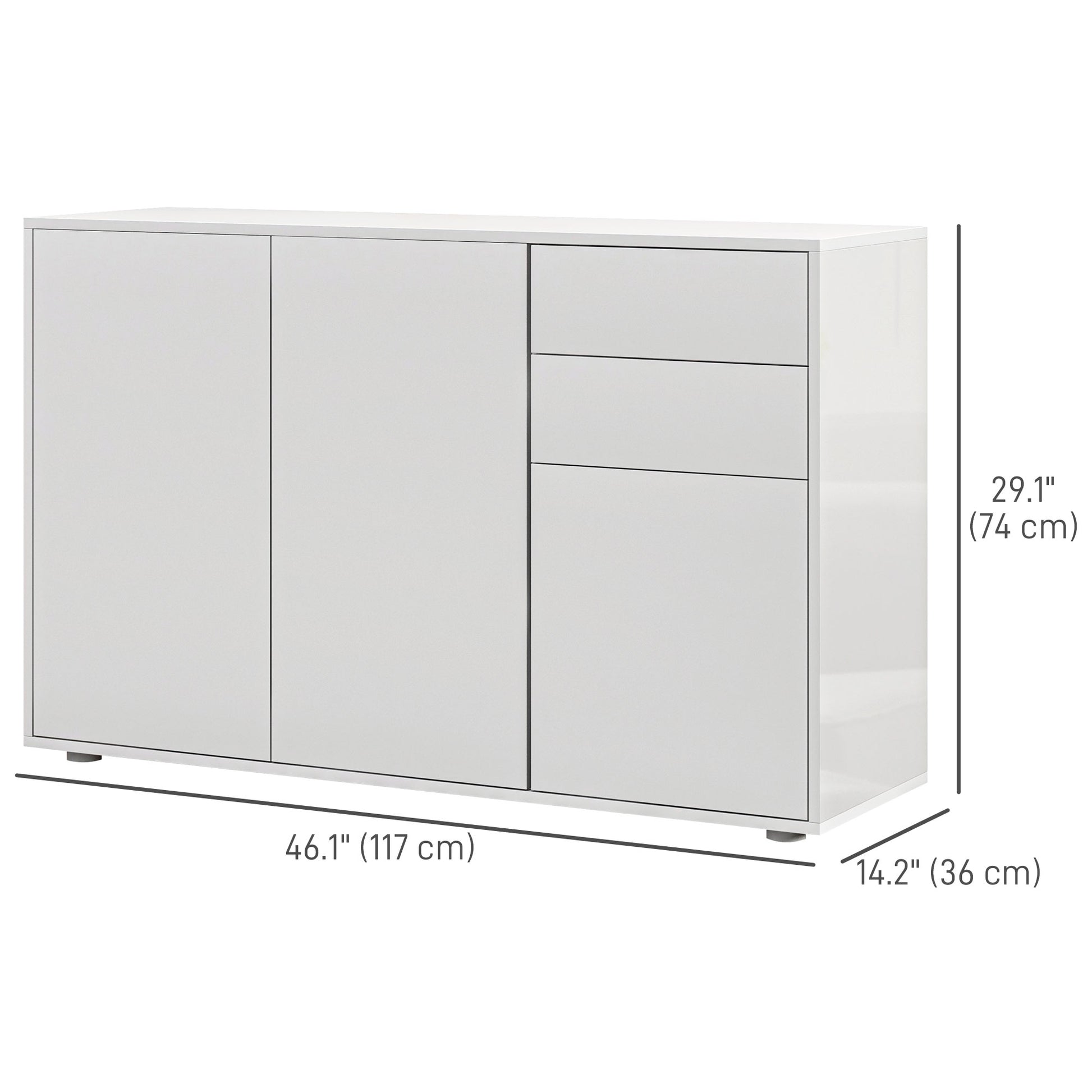 Modern Sideboard, 2-Drawer White Storage Cabinet for Living Room-DECOROLALA