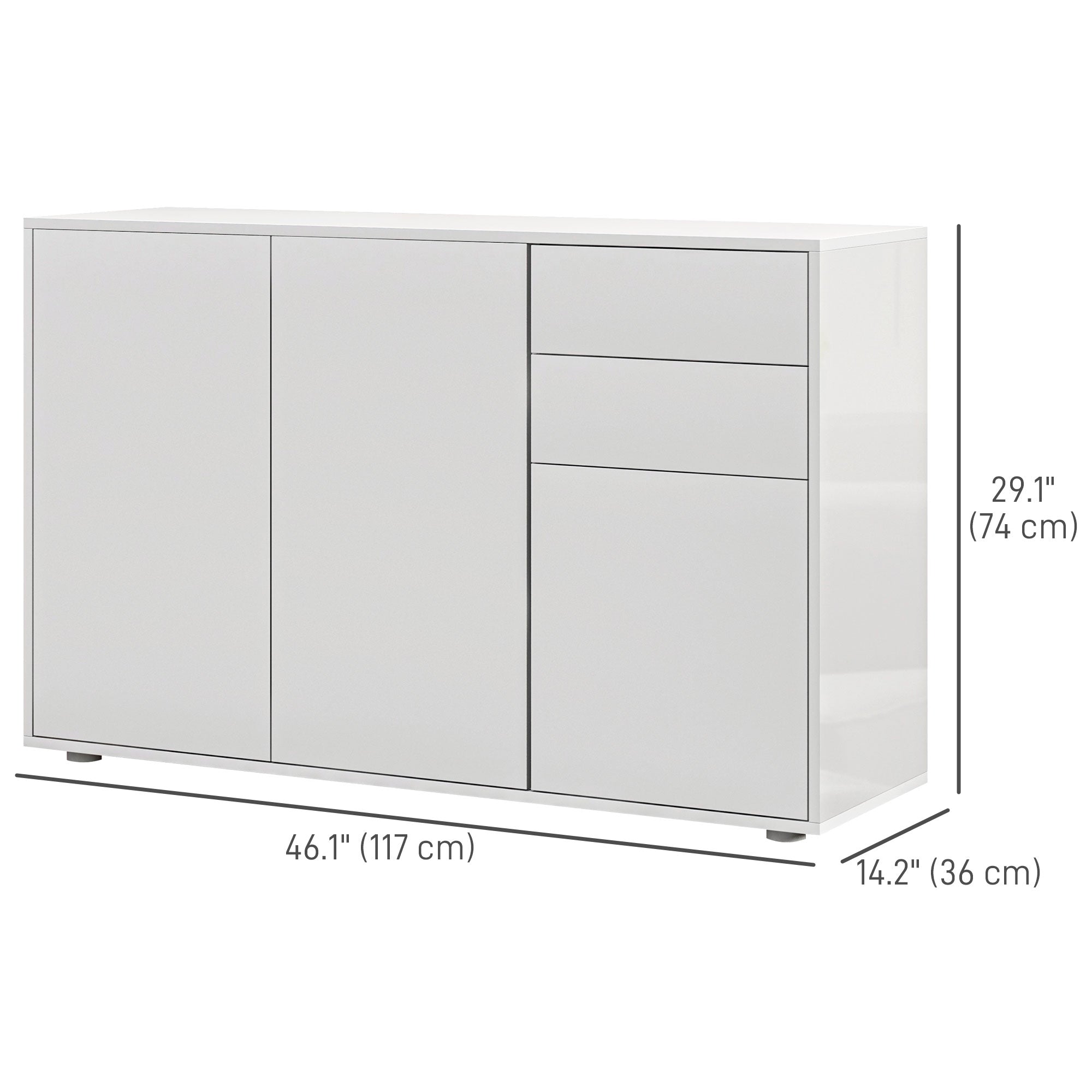 Modern Sideboard, 2-Drawer White Storage Cabinet for Living Room-DECOROLALA