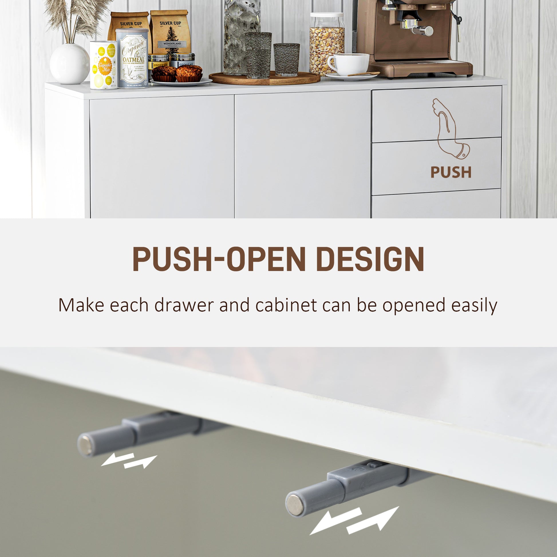 Modern Sideboard, 2-Drawer White Storage Cabinet for Living Room-DECOROLALA