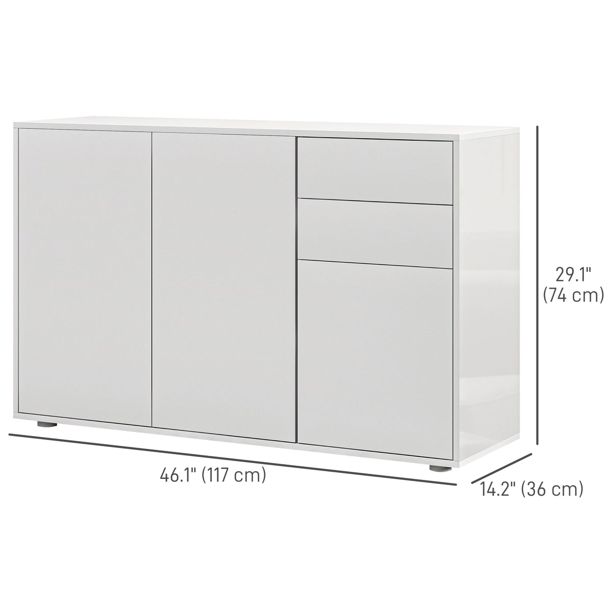 Modern Sideboard, 2-Drawer White Storage Cabinet for Living Room-Sideboards & Buffets-DECOROLALA