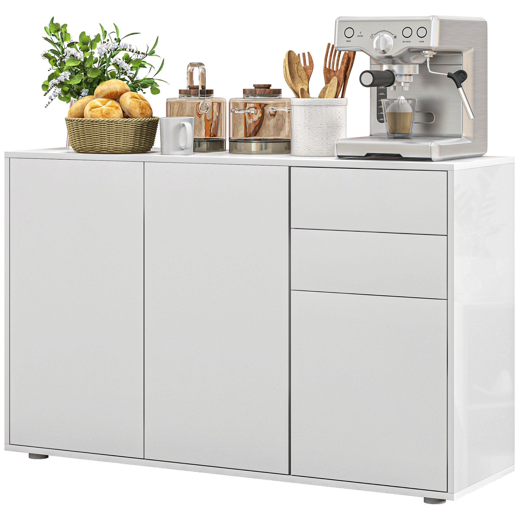 Modern Sideboard, 2-Drawer White Storage Cabinet for Living Room-DECOROLALA