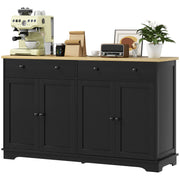 Modern Sideboard - Black Buffet Cabinet with 3 Shelves, Storage Drawers-DECOROLALA