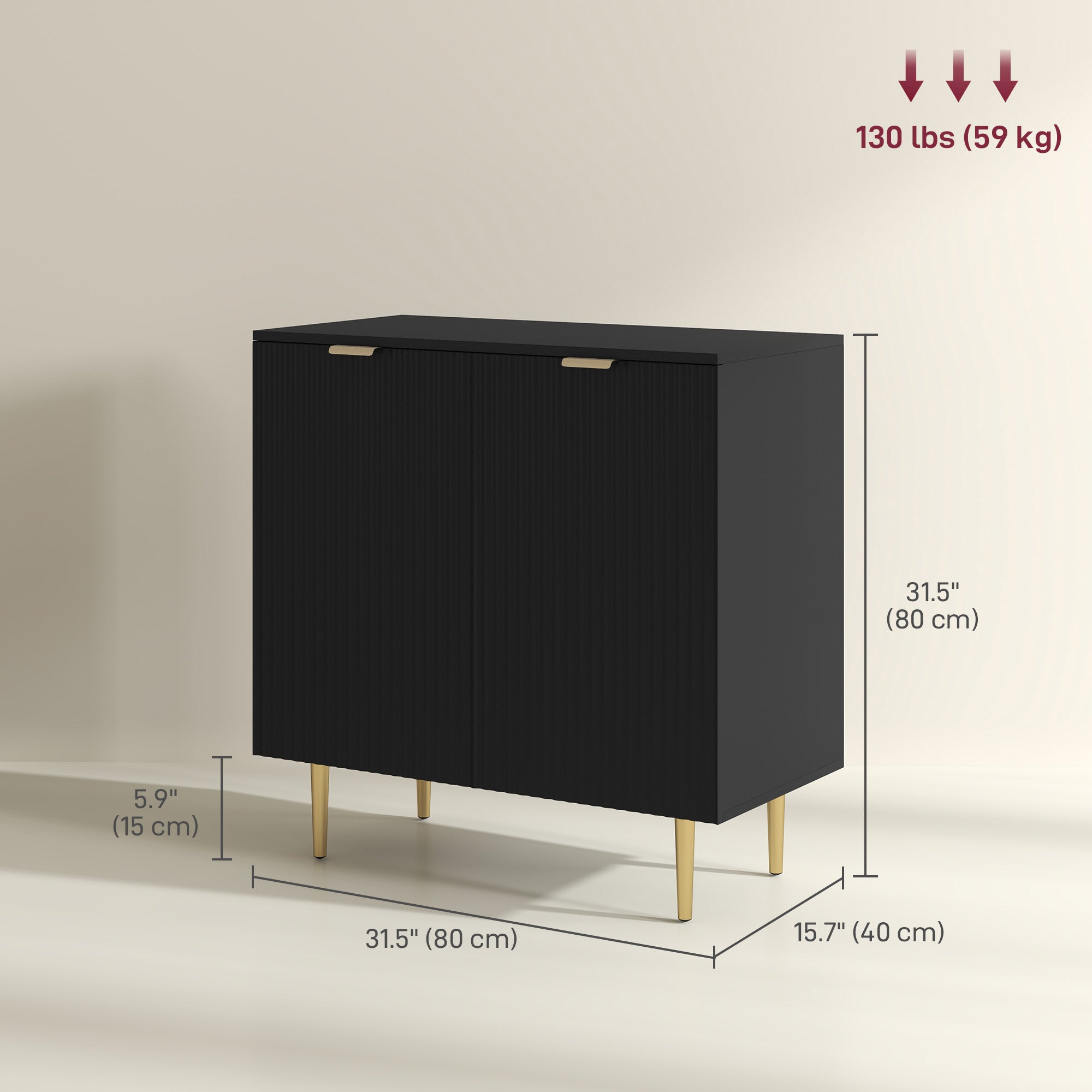 Modern Sideboard Buffet Cabinet - Black 31.5" MDF-Home Furnishings > Kitchen & Dining Furniture > Bar Cabinets-DECOROLALA