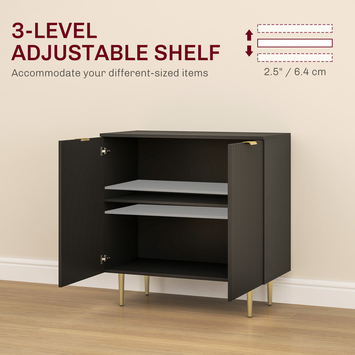 Modern Sideboard Buffet Cabinet - Black 31.5" MDF-Home Furnishings > Kitchen & Dining Furniture > Bar Cabinets-DECOROLALA