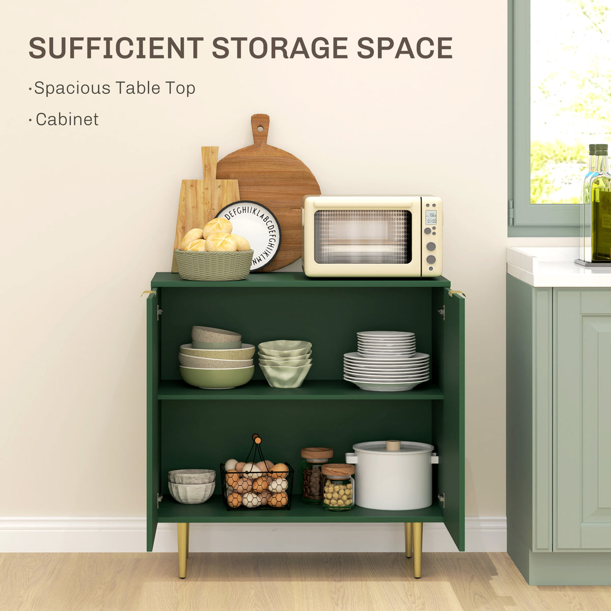Modern Sideboard Buffet Cabinet - Green 31.5" MDF-Home Furnishings > Kitchen & Dining Furniture > Bar Cabinets-DECOROLALA