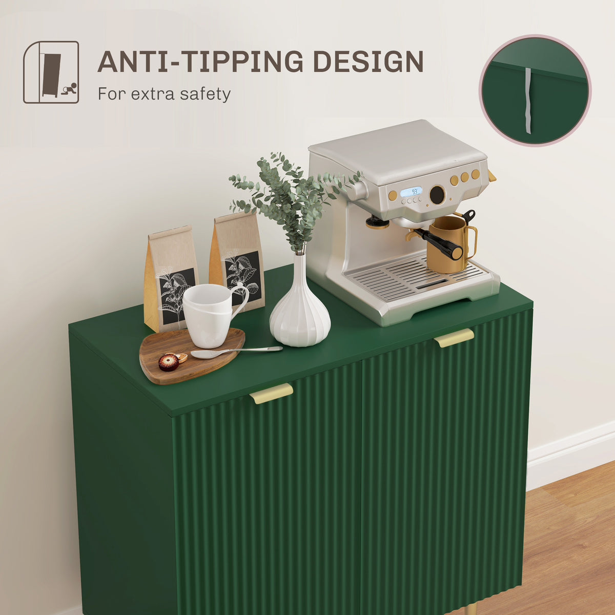 Modern Sideboard Buffet Cabinet - Green 31.5" MDF-Home Furnishings > Kitchen & Dining Furniture > Bar Cabinets-DECOROLALA