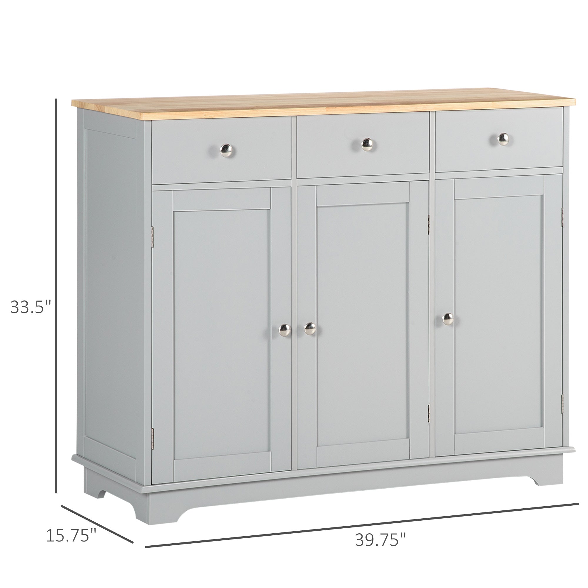 Modern Sideboard, Buffet Cabinet with Storage Cabinets, Drawers and Adjustable Shelves for Living Room, Grey-DECOROLALA