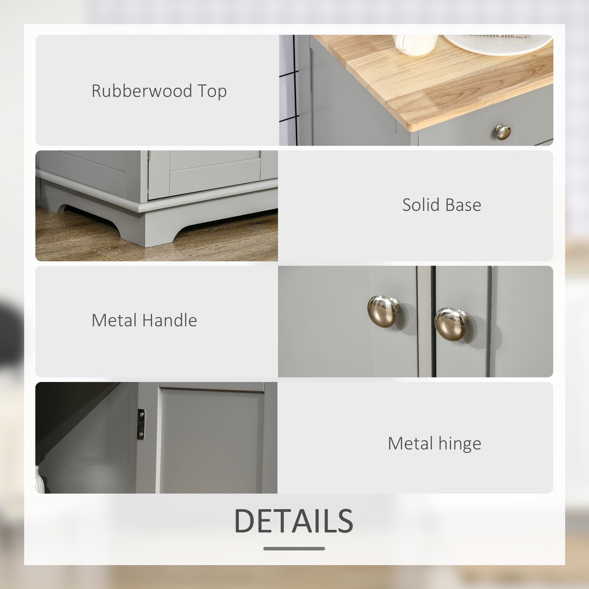 Modern Sideboard, Buffet Cabinet with Storage Cabinets, Drawers and Adjustable Shelves for Living Room, Grey-DECOROLALA
